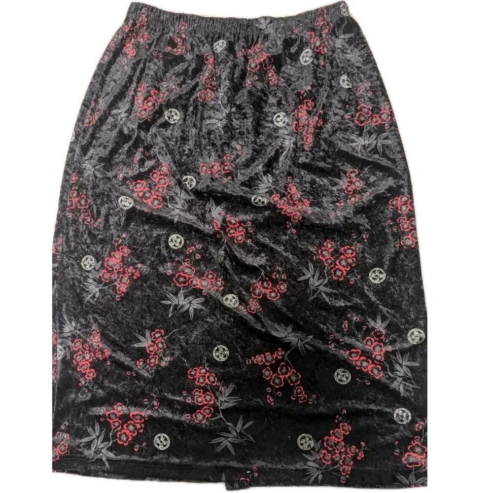 Maxi Skirt 1X Plus Velvet Burnout Asian Gothic Grunge halloween Witchygoth‎ Punk